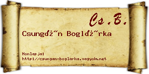 Csungán Boglárka névjegykártya